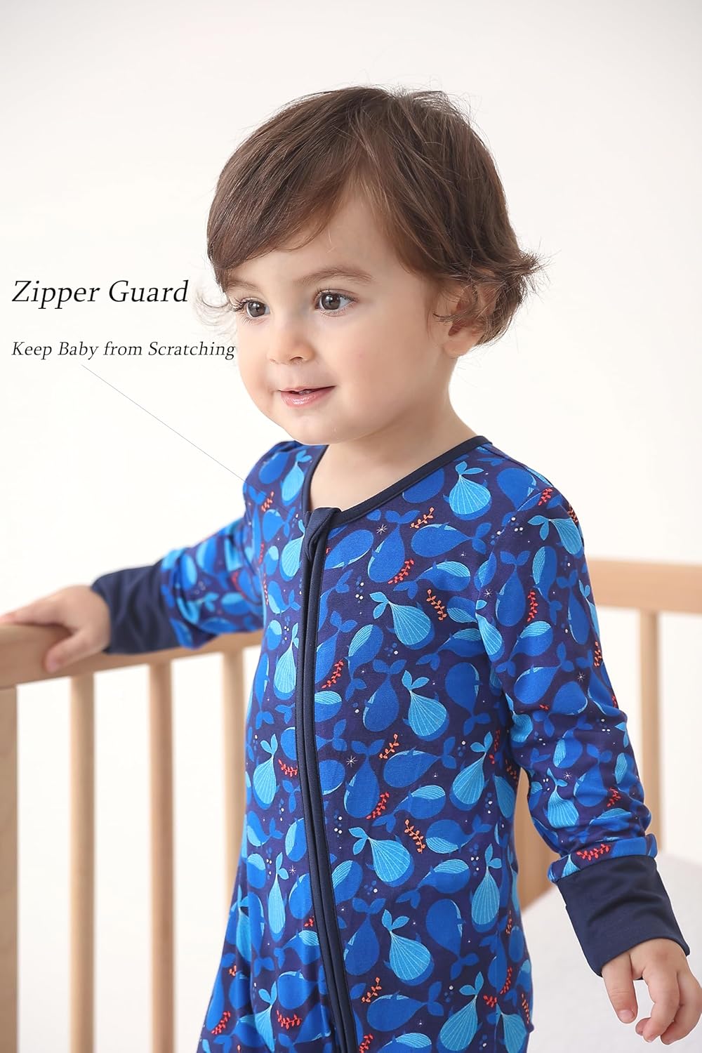 JunNeng 2Pcs Baby Rayon from Bamboo Sleeper with Mitten Cuffs, Footless Zipper Cozy Pjs, Non-Slip Soles Romper