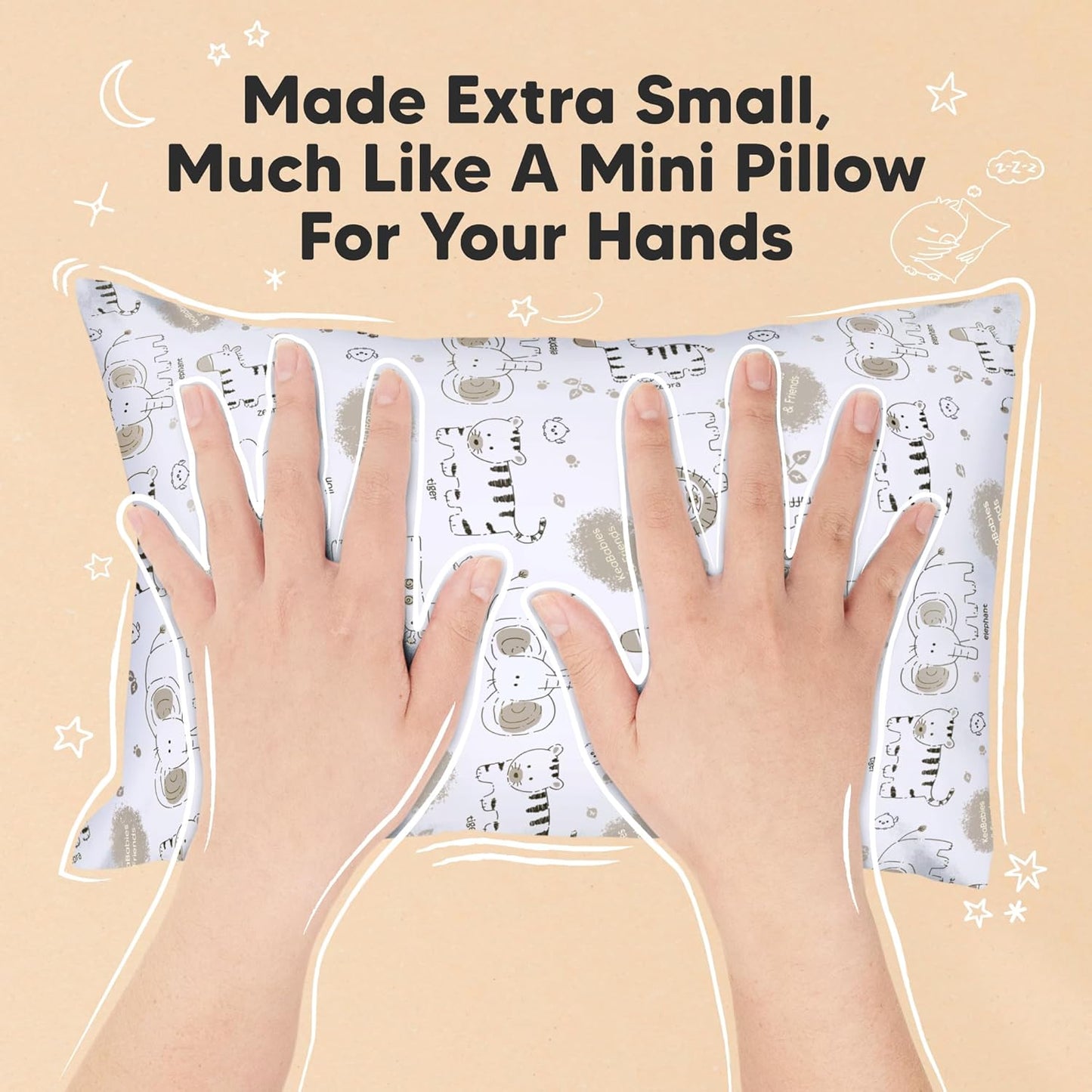 Mini Toddler Pillow with Pillowcase - 9x13 My Little Dreamy Travel Kids Pillow for Sleeping, Toddler Bed, Small, Tiny, Organic Cotton Pillowcase, Soft & Breathable, Kids 2-4 Years Old (KeaSafari)