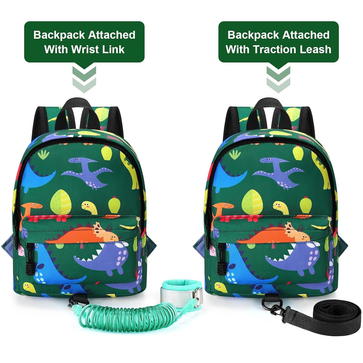 Accmor Toddler Backpack Leash, Cute Baby Backpacks with Anti Lost Wrist Link, Mini Kids Backpack Harness Leash for Outdoor Travel, Adorable Dinosaur Backpack Tether Walking Harness for Boys 1-3