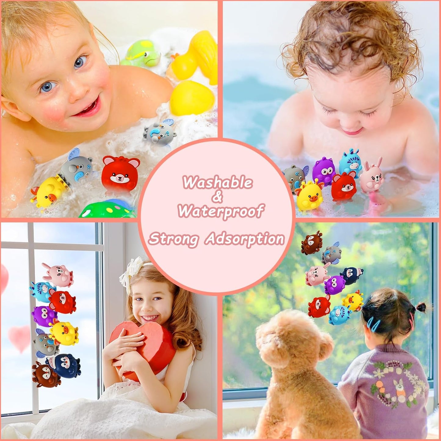 48 Pcs Party Favors for Kids, 3D Animal Pop Fidget Toys Bulk, Sensory Bath Suction Toys for Toddlers, Carnival Treasure Classroom Prizes Box Toys, Fidget Stocking Stuffers Birthday Party Gifts