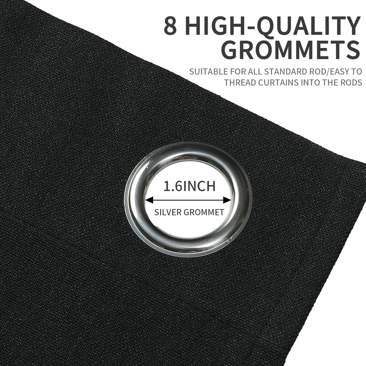 Joydeco Blackout Curtains 120 Inches Long 2 Panels Burg, Room Darkening Curtains for Bedroom, 100% Black Out Textured Thermal Drapes Privacy Protection 2 Panels Set(W52 x L120 Inch, Charcoal Grey)