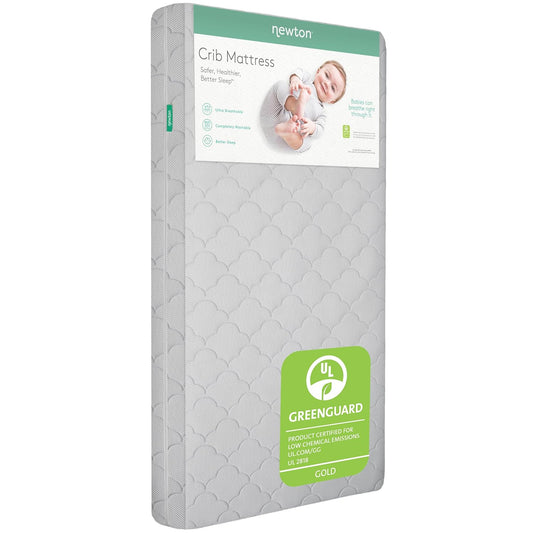 Newton Baby Crib Mattress and Toddler Bed - Ultra-Breathable Proven to Reduce Suffocation Risk, Washable Core & Cover, 2-Stage, Plush 5.5" Thick- Moonlight Grey
