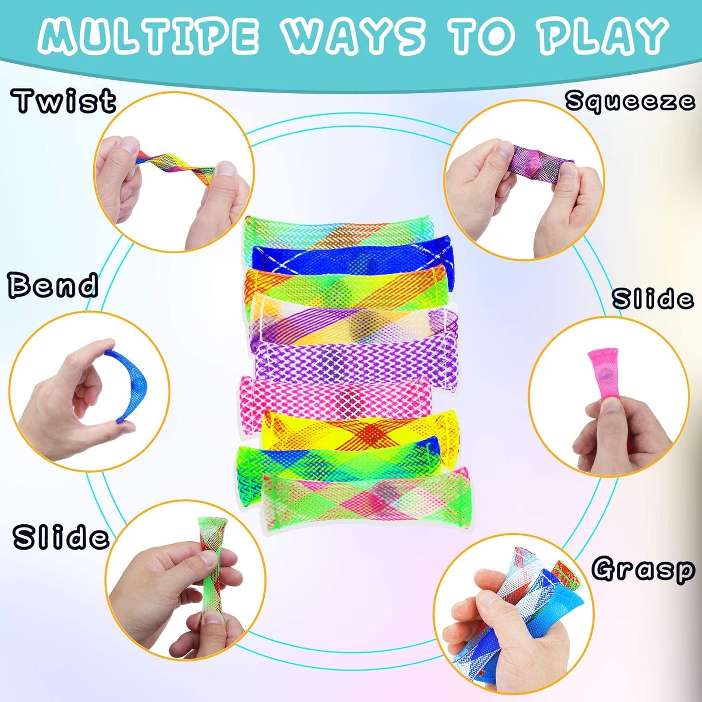 42 Pack Mixed Color Marble Mesh Fidget Toys,FIDGET TOY Stress Relieve toy, Focus Enhance, Marble and Mesh Fidgets for Adults and Children with ADHD ADD OCD Autism