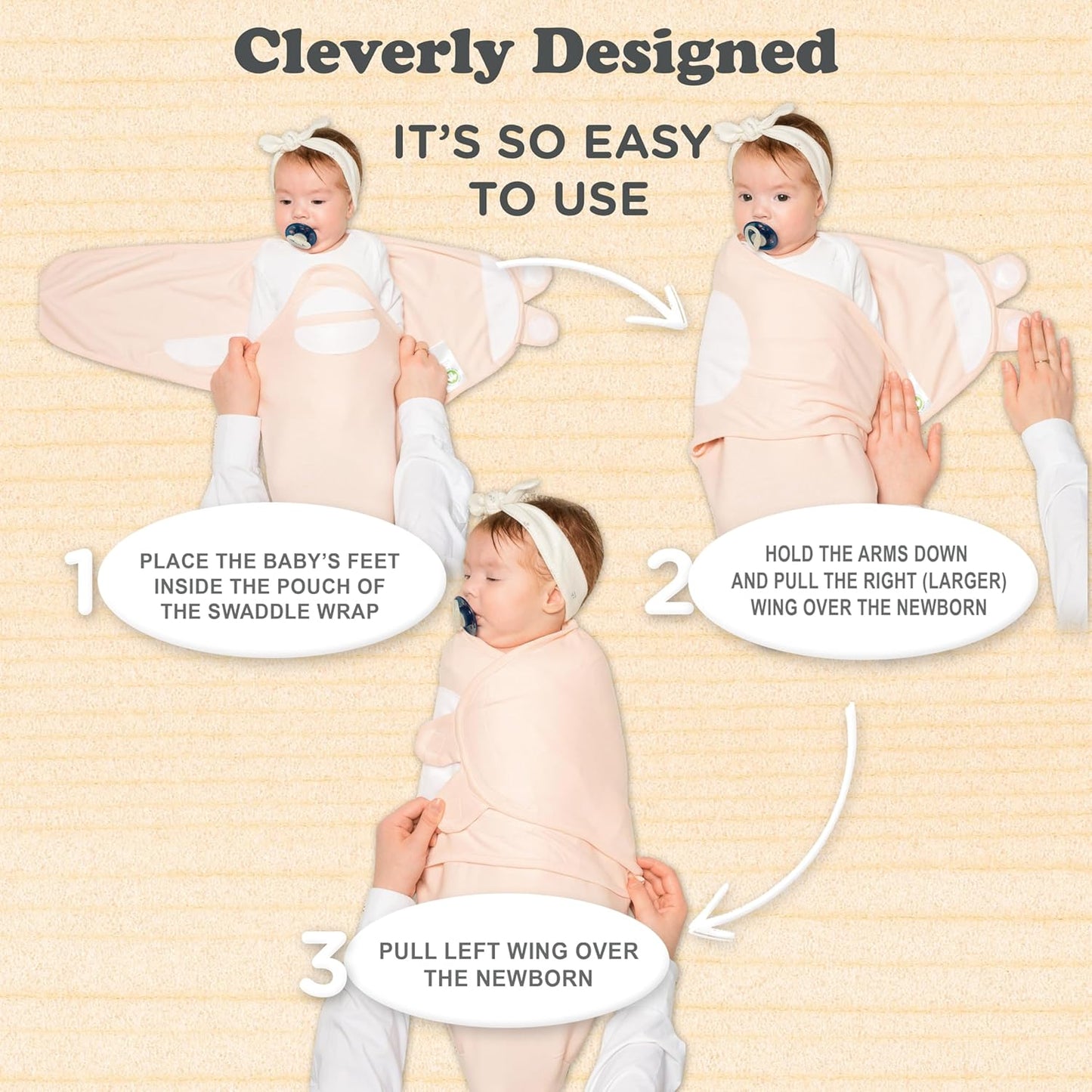 Bublo Baby Swaddles for Newborns – 3-Pack Infant Swaddles 0-3 Months – Adjustable Swaddle Sleep Sack – Soft Organic Cotton Baby Wrap for Safe & Cozy Sleep (Baby Pink-Lavender)
