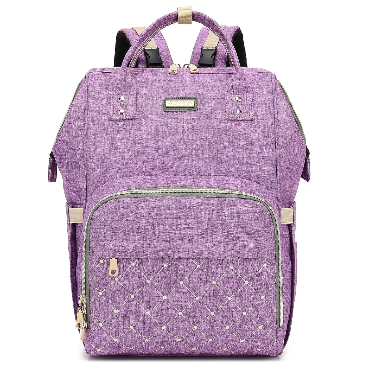 Diaper Bag Backpack, Diaper Bags for Baby Girls Boys, Baby Bags for Moms Dads, Nappy Changing Bag with Insulated Pockets,Multi-functional Waterproof Backpack with Stroller straps-Purple