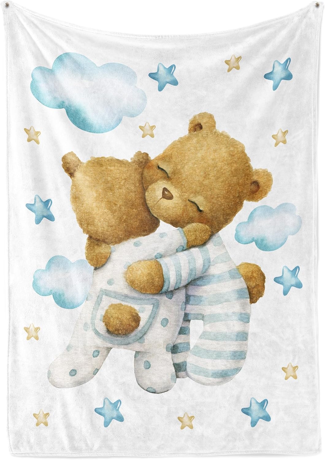 UNIQUE Little Bear Ultra Soft Fleece Baby Blanket 30x40in, Hugging Bears Baby Blanket, Boy