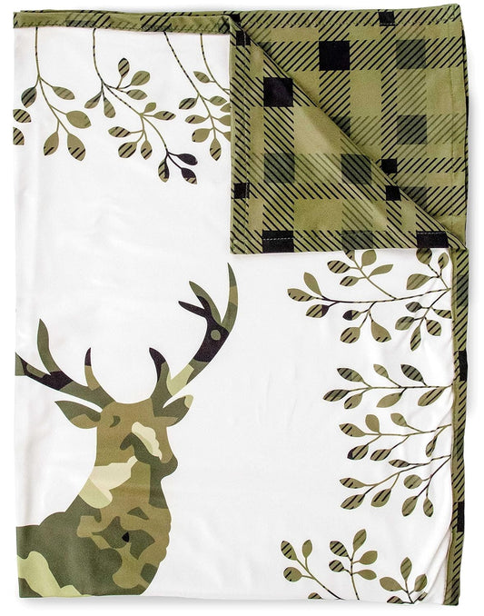 Top Tots Baby Blanket - Camo Deer, 38.5 x 29 Inch Green Plaid