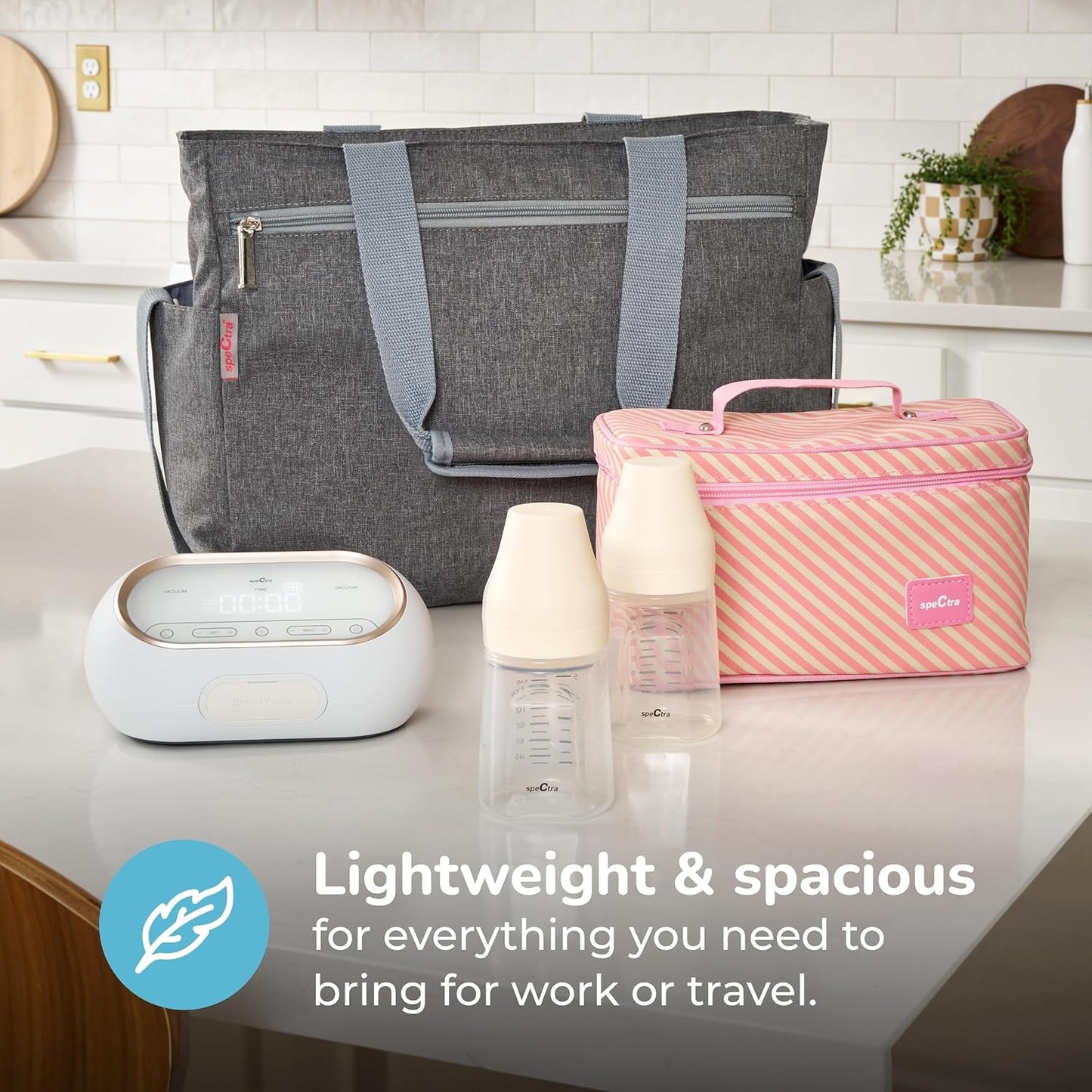 Spectra - Synergy Gold Portable - Dual Adjustable Electric Breast Milk Pump with Tote Bag, Breast Milk Bottles and Cooler for Baby Feeding