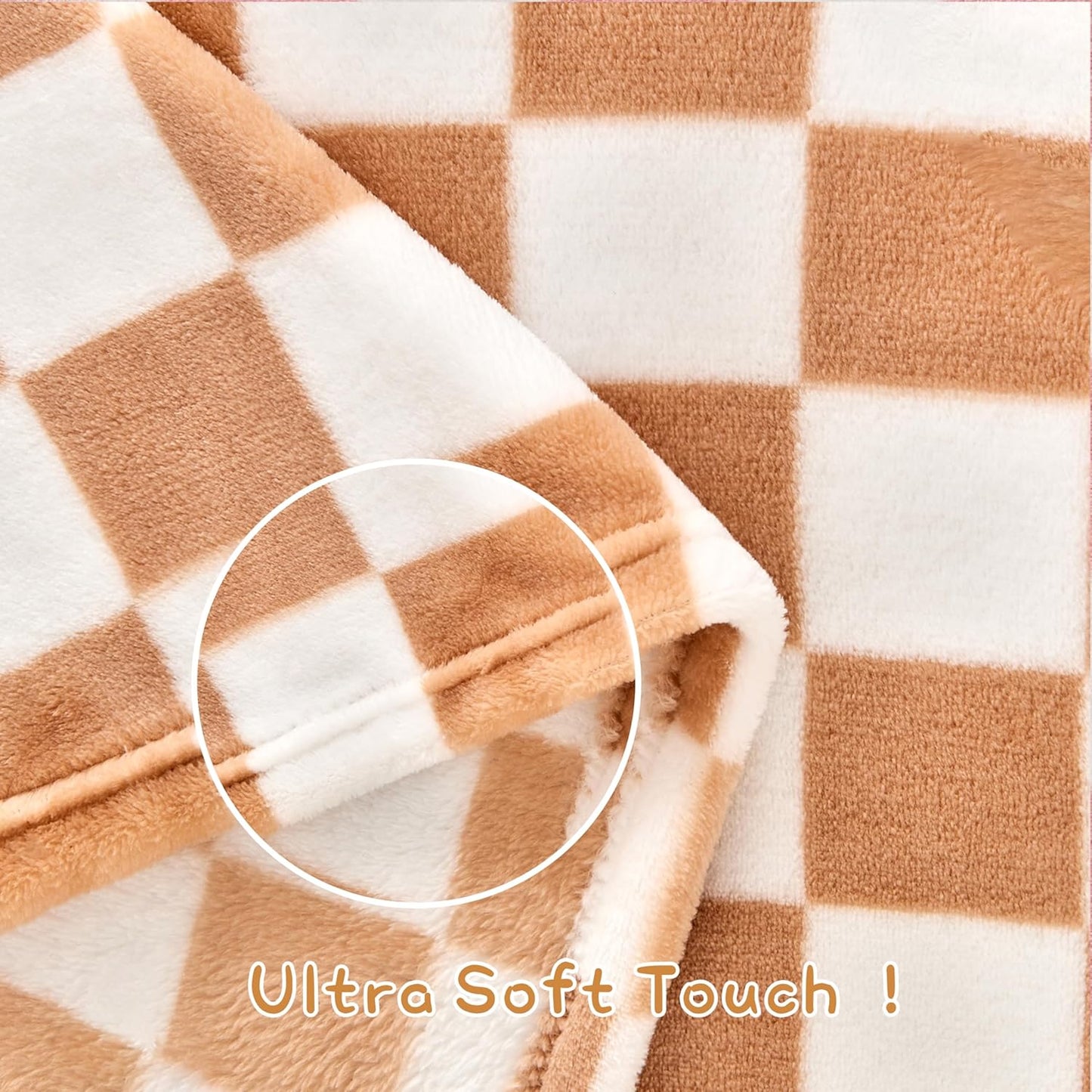 Yurhap Checkered Baby Blanket Fleece Baby Blankets Neutral for Boys Girls, Super Soft Warm Lightweight Infant Toddler Newborn Receiving Blankets for Crib Stroller, 30''x40'', Khaki