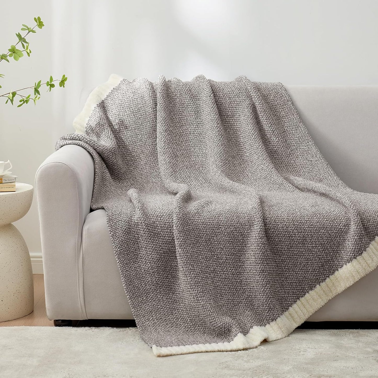 Snuggle Sac Grey Throw Blankets for Couch, Super Soft Warm Blankets Cozy Knit Fuzzy Plush Lightweight Throws for Sofa, Bed,Living Room, Dark Grey, 50x60 inches