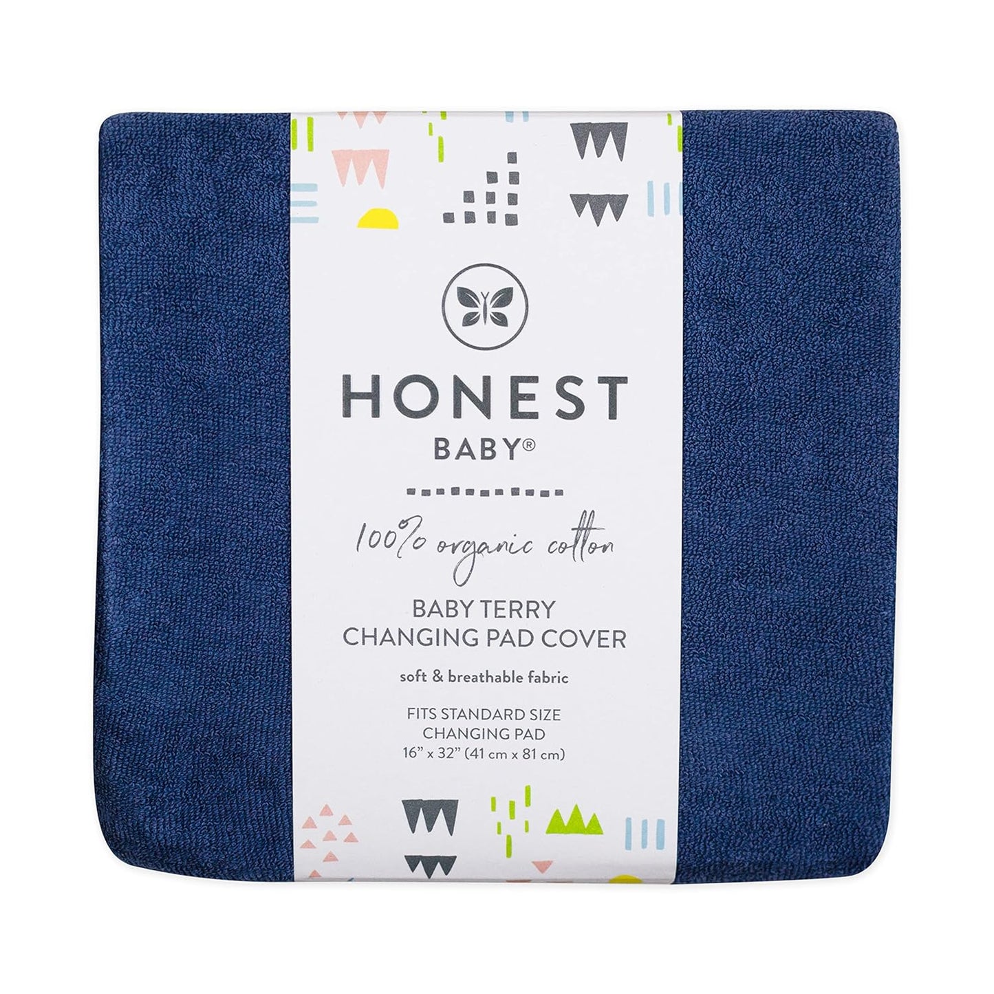 HonestBaby Boys Organic Cotton Changing Pad Cover, Navy (Terry Cotton), One Size