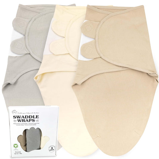 Bublo Baby Organic Preemie Swaddles 4-7 lbs - 3-Pack Premature Babies Swaddle Sleep Sack - Premature Infant Sleeping Sack - Easy Adjustable Baby Swaddle Blanket Wrap Boy Girl (Solid Grey)