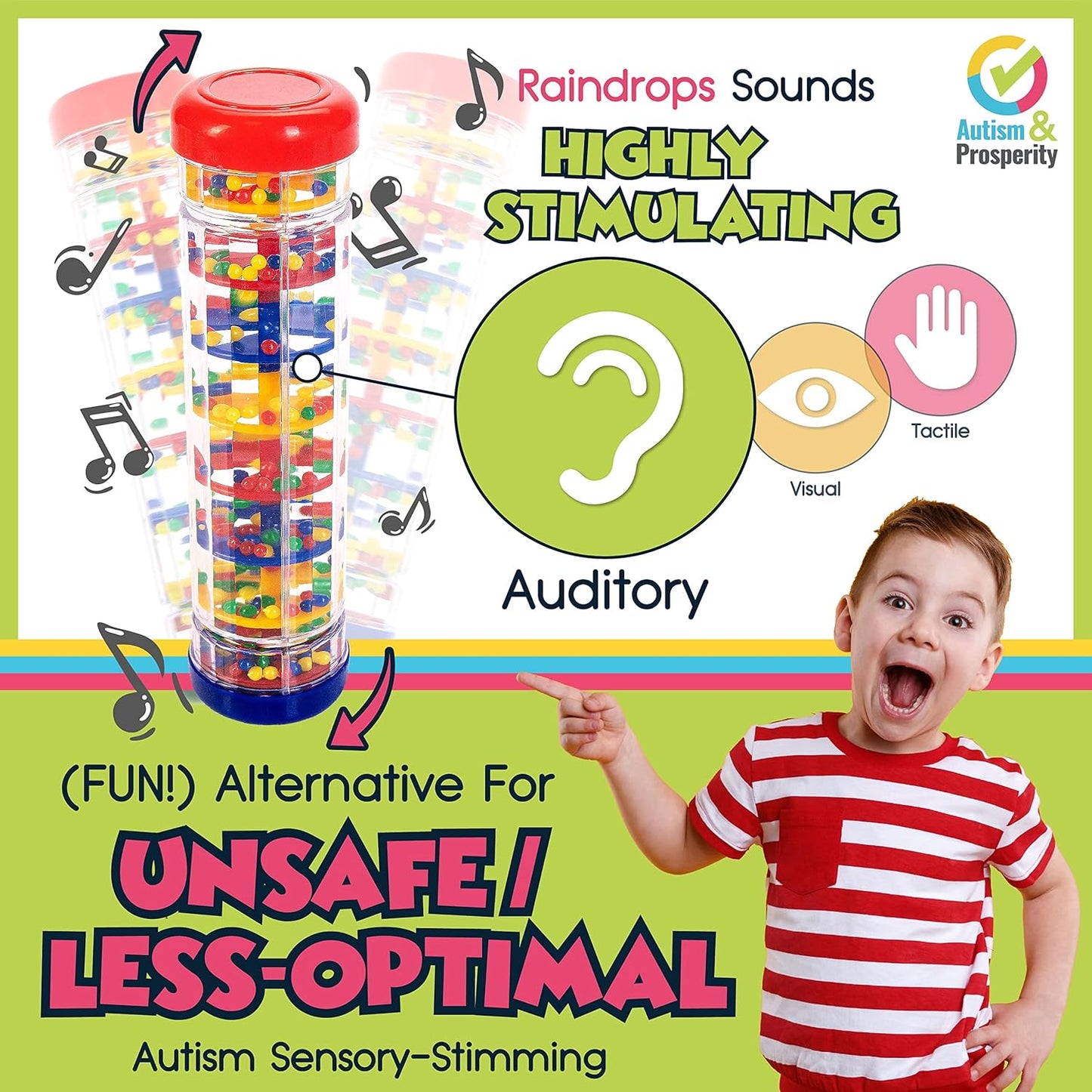 Autism & Prosperity Autism Sensory Products Bundle - Sensory Toys for Kids with Autism, Rainmaker Bubblers Spiky Sensory Balls for Autistic Children, Special Education Autism Toys Age 3 4 5 7 8 12