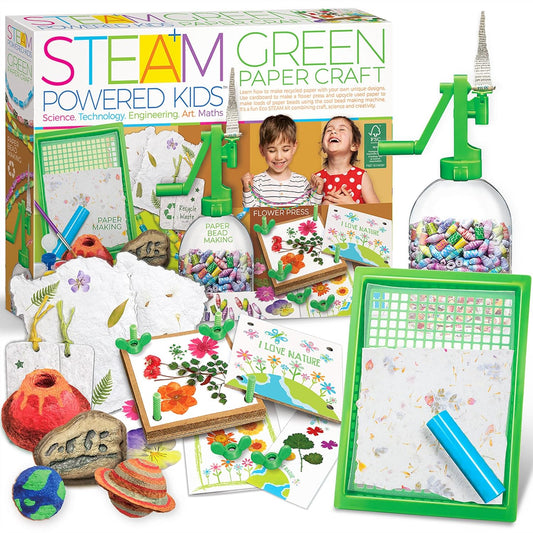 4M - STEAM Green Paper Crafts - Make Recycled Papers, Flower Pressing Art - Eco-Friendly STEAM Craft Paper Kit for Kids Ages 5+ - Learn Sustainability Through Creative Activities
