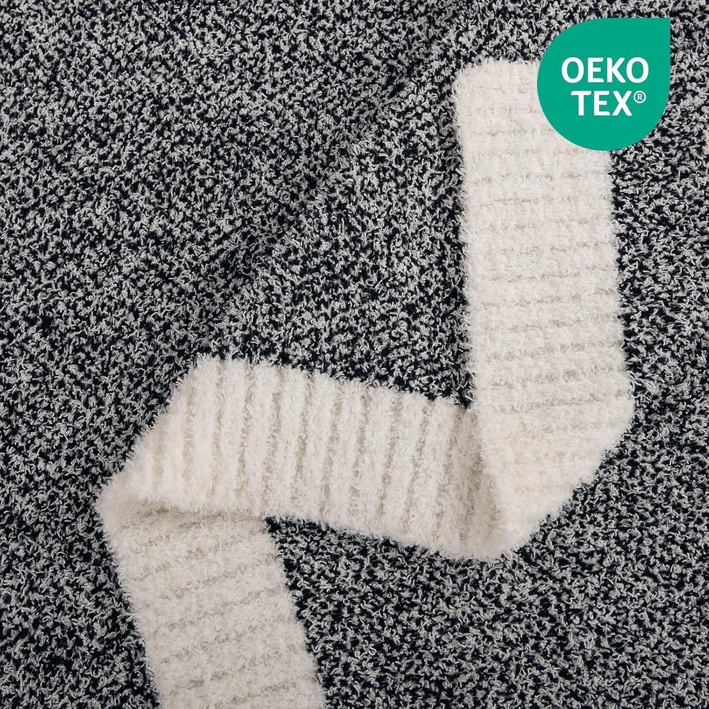 NEXHOME PRO Twin Size Soft Throw Blankets for Couch, Cozy Blankets Reversible Warm Knit Blanket for Women, Fuzzy Plush Lightweight Throws for Sofa, Bed, Picnic, Black 60 x 80 inches