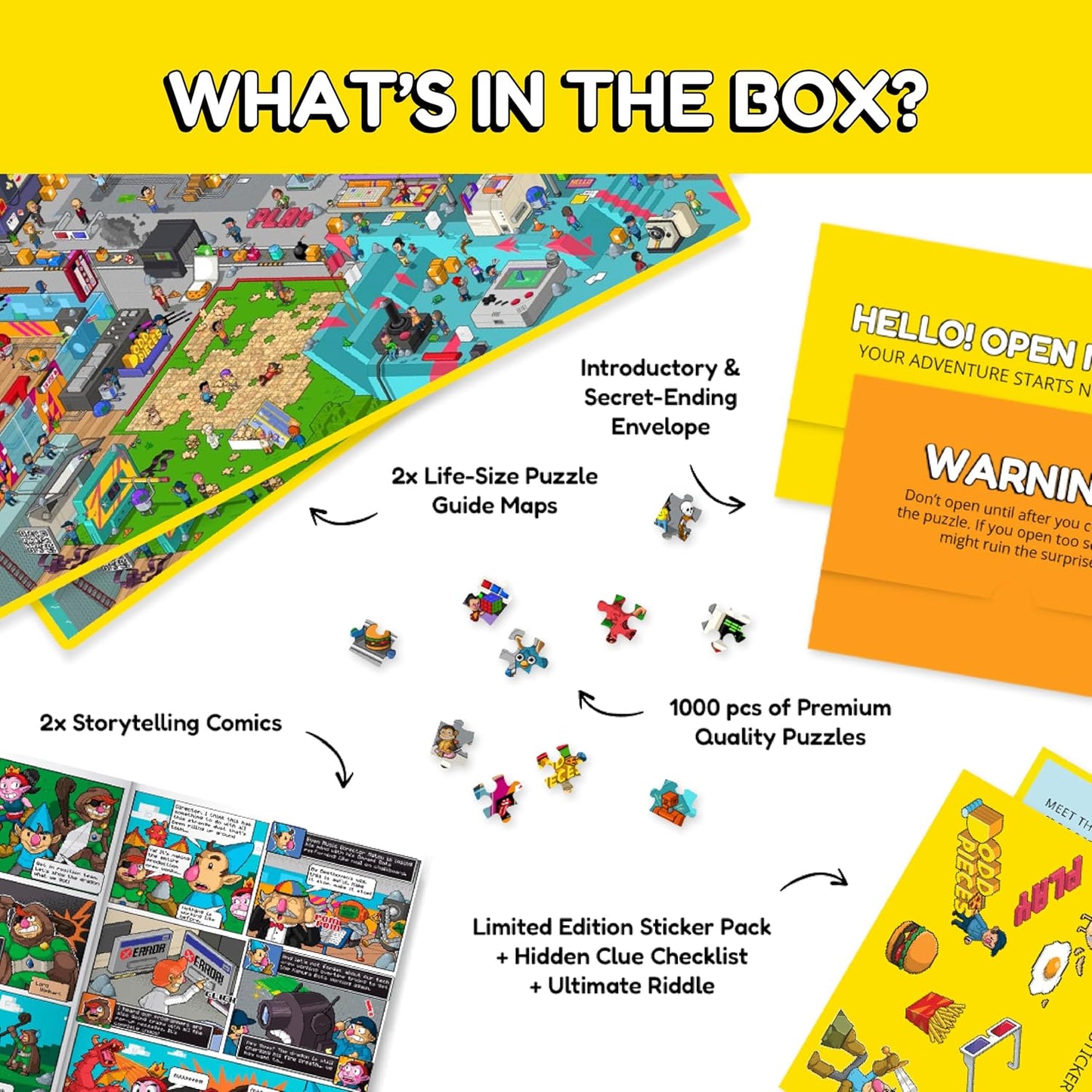 Jigsaw Puzzles 1000 Pieces - Magic Mystery Story Secret Ending Puzzle - Perfect Game Night for Adults & Kids - Pixel Art Gamer Movie TV Show Superhero Theme (Glitch)