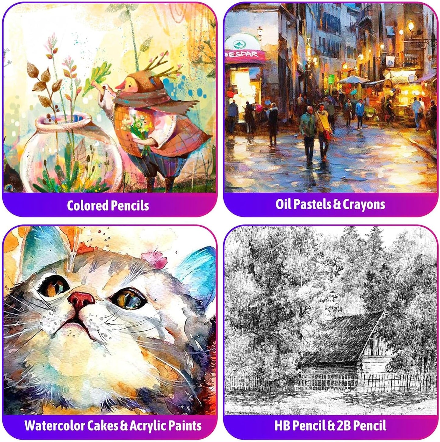 iBayam Teen Girl Gifts Trendy Stuff, 195-Pack Art Kit Drawing Coloring Set for Adults Kids, Aesthetic Preppy Stuff School Supplies Cute Japanese Stationary Sketching Supplies