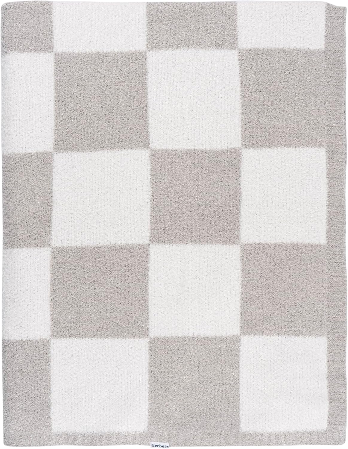 Gerber Unisex Baby Cozy Soft Silky Mink Checkerboard Grid Blanket, Tan Check, One Size
