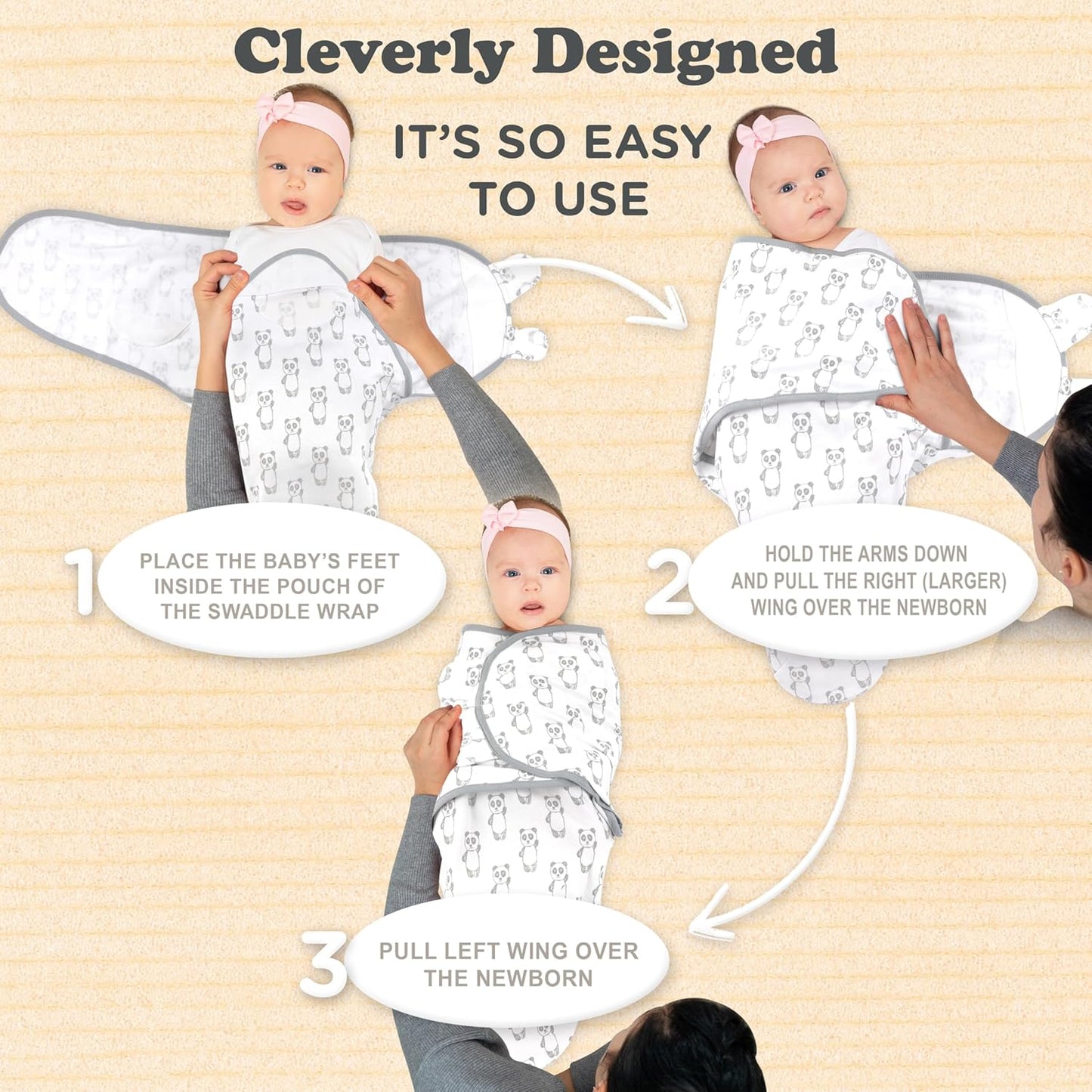 Bublo Baby Swaddles for Newborns – 3-Pack Infant Swaddles 0-3 Months – Adjustable Newborn Swaddle Sleep Sack – Soft Organic Cotton Baby Wrap for Safe & Cozy Sleep