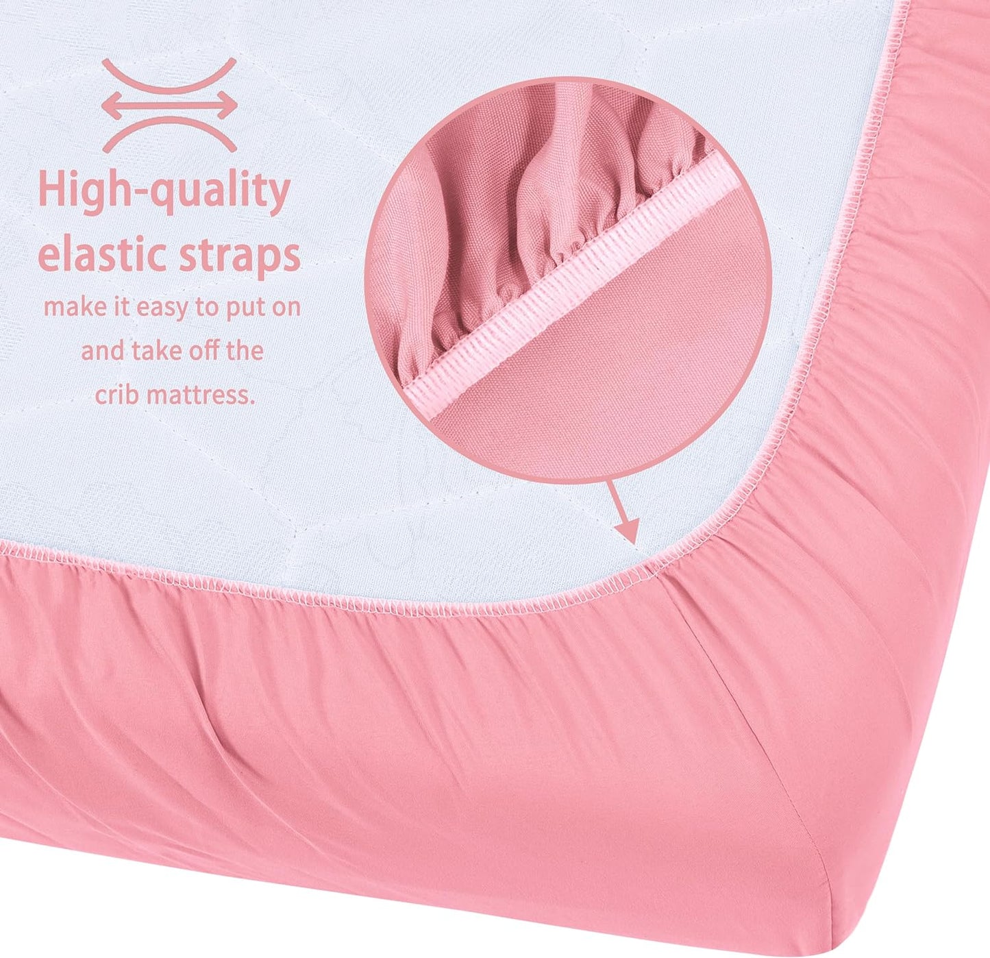 Baby Crib Sheets for Boys Girls, 2 Pack Fitted Crib Sheet for Standard Crib and Toddler Mattress, Soft Microfiber Baby Sheet 52x28x8in. (Love & Pink)
