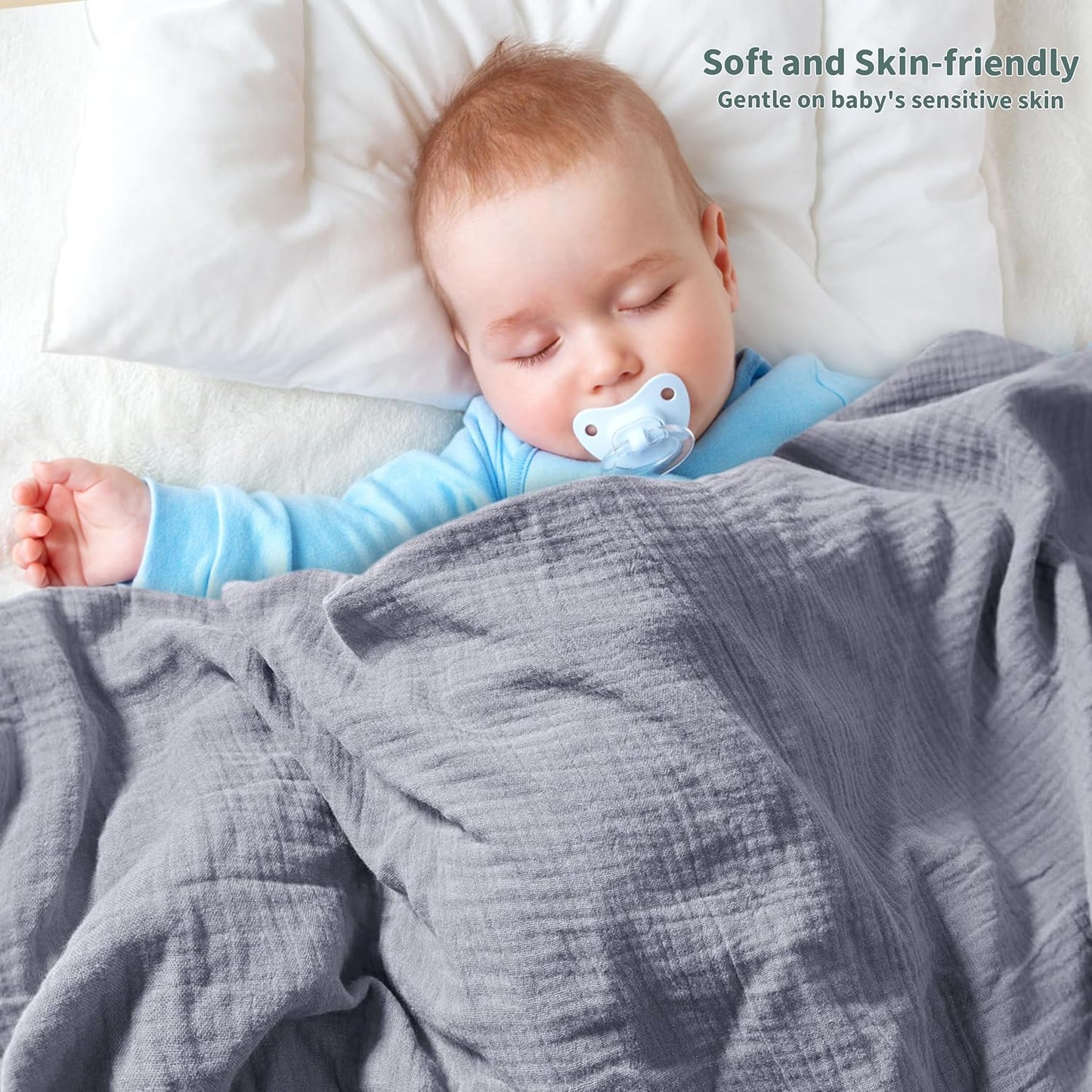 Muslin Swaddle Blankets for Newborn, 2 Pack Breathable Soft Receiving Blanket, Large 41 x 41 inches Swaddle Wrap Burping Clothes, Essentials Infant Shower Items. (Gray & Coffee)