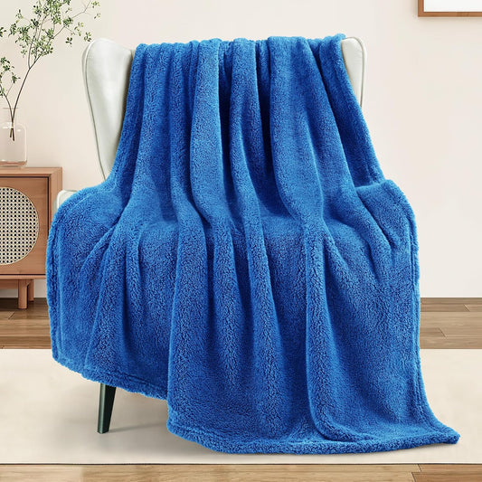 Exclusivo Mezcla Soft Fleece Throw Blanket for Couch, Super Soft Velvet Plush Bed Blanket, Fuzzy Cozy and Warm for All Seasons, 50x60 Inches, Cobalt Blue