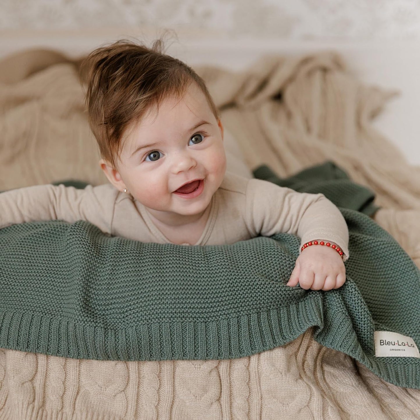 Heritage Knit 100% Organic Cotton Baby Swaddle Blanket for Boys and Girls - Soft Warm Cozy Unisex Receiving Cuddle Crib Blanket for Newborns, Infants & Toddlers (Hunter Green, 0-2 Years)