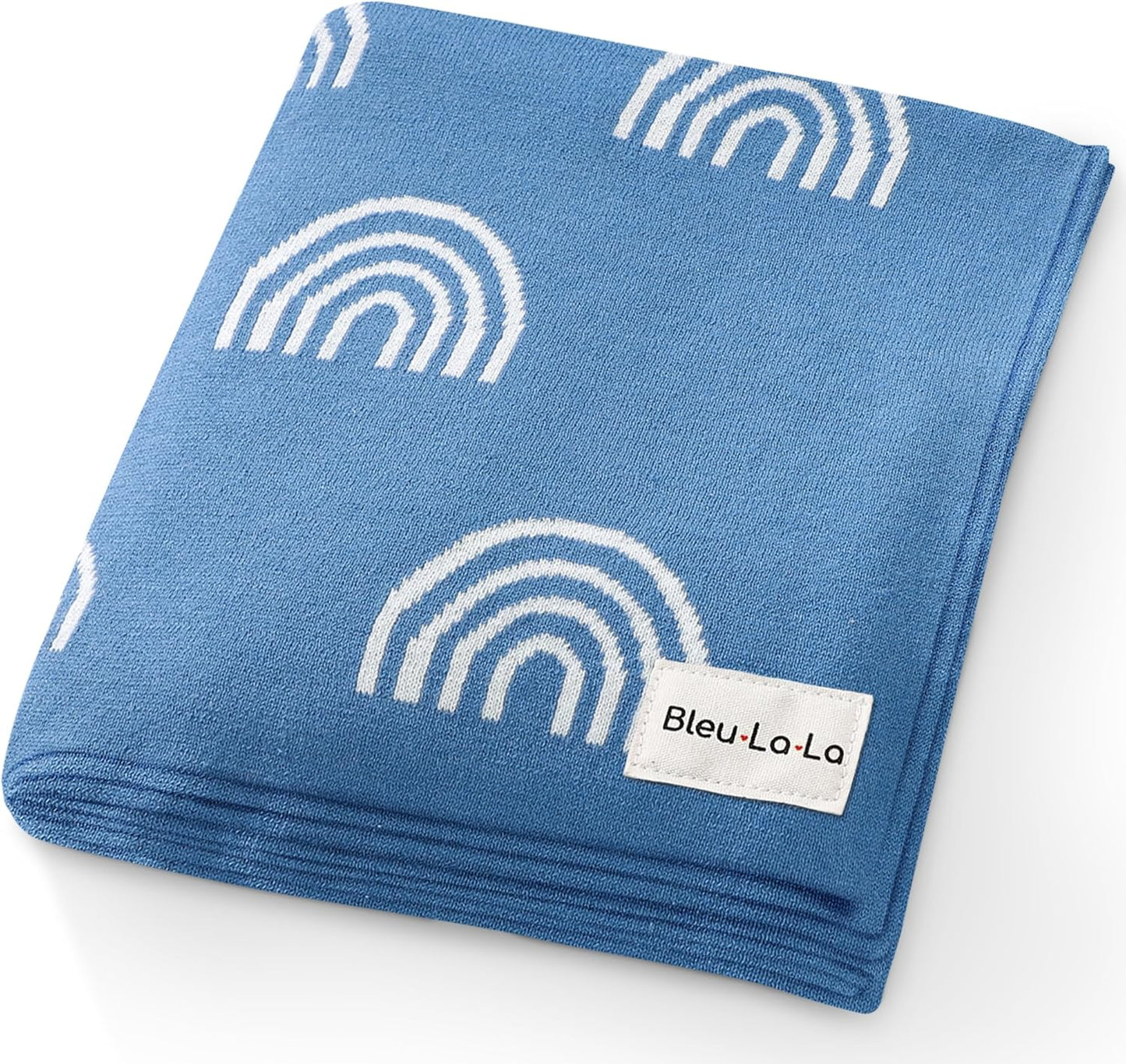 Baby Receiving Blanket Boys 100% Cotton Buttery Soft Cozy Receiving Swaddle Crib Stroller Blanket for Shower Gift Registry for Newborns, Infants, Toddlers (Rainbow - Blue)