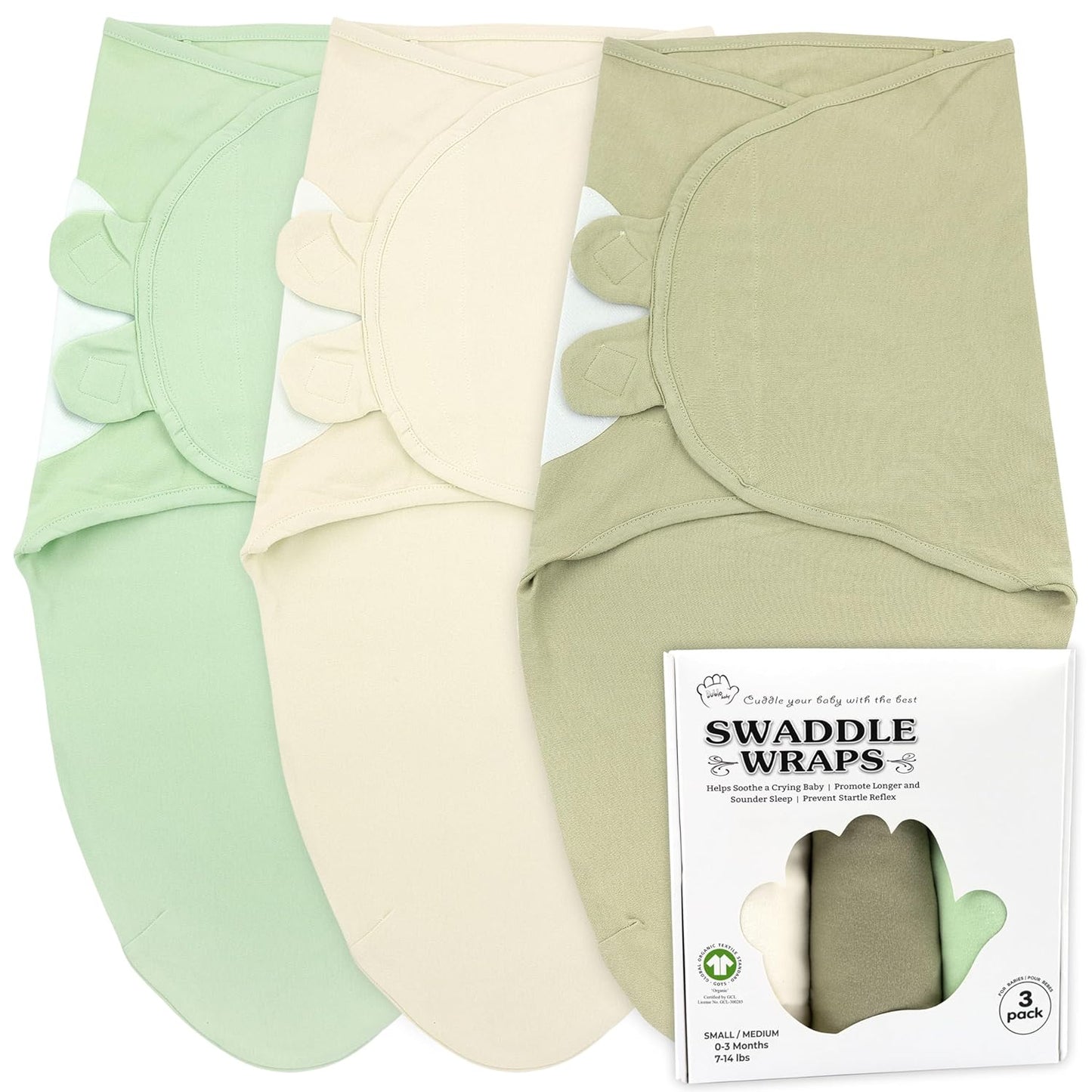 Bublo Baby Swaddles for Newborns – 3-Pack Infant Swaddles 0-3 Months – Adjustable Swaddle Sleep Sack – Soft Organic Cotton Baby Wrap for Safe & Cozy Sleep (Pastel Green)