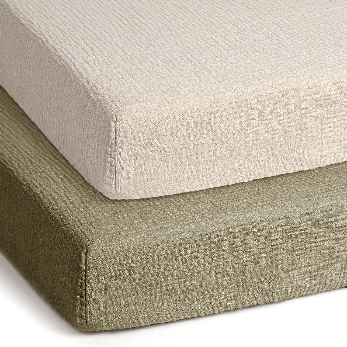 lulumoon Pack and Play Sheets Muslin: Cotton Fitted Sheets for Baby Trend Pack N Play - Soft Playard Sheets for Boys and Girls 2Pack