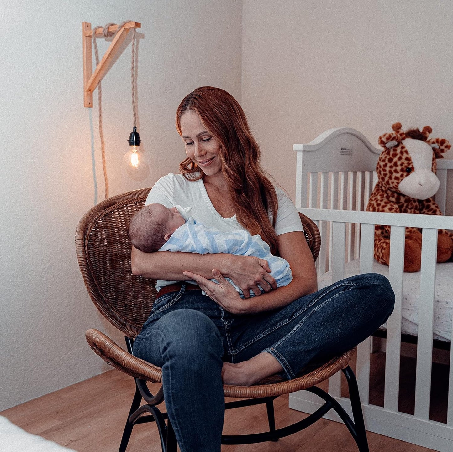 Comfy Cubs Muslin Swaddle Blankets Pack of 4, 47 x 47 Inches, Soft Cotton Baby Blanket Set, Large Multipurpose Swaddling Wraps for Newborns - Self-Soothing Swaddle - Blue