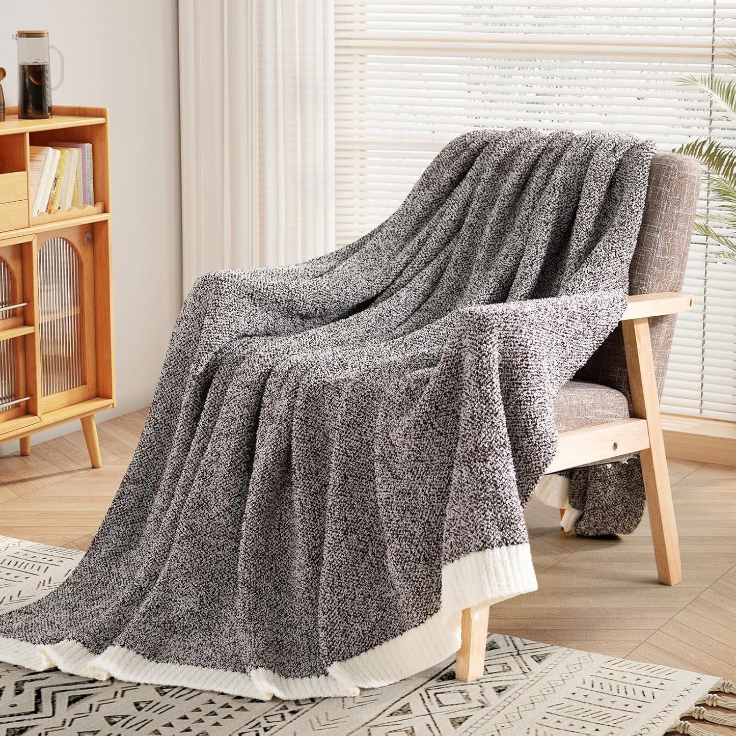 NEXHOME PRO Soft Throw Blankets for Couch, Reversible Warm Blankets Cozy Knit Blanket for Women, Fuzzy Plush Lightweight Throws for Sofa, Bed, Picnic, Coffee Brown, 50 x 60 inches