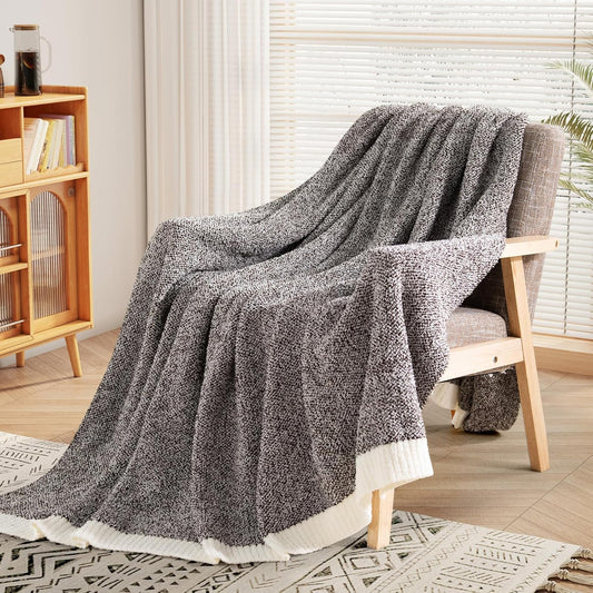 NEXHOME PRO Soft Throw Blankets for Couch, Reversible Warm Blankets Cozy Knit Blanket for Women, Fuzzy Plush Lightweight Throws for Sofa, Bed, Picnic, Coffee Brown, 50 x 60 inches