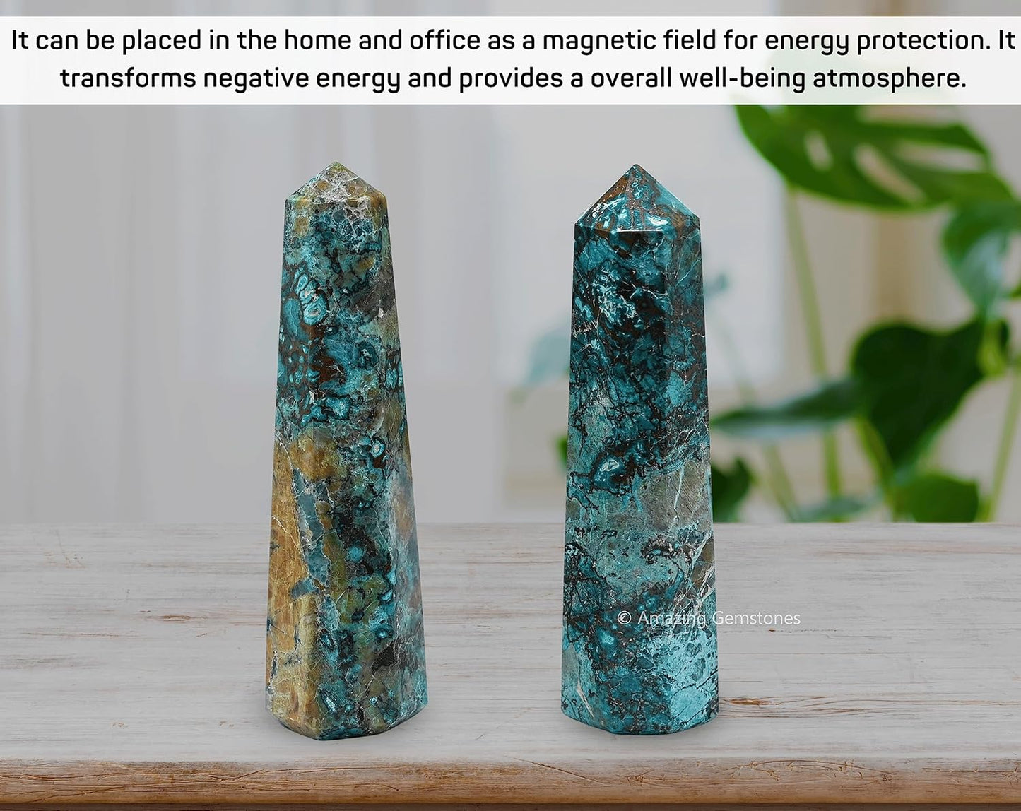 Amazing Gemstone Chrysocolla Shattuckite Crystal Towers - Natural Healing Crystal Point Obelisk for Reiki Healing and Crystal Grid (2 Inch to 3 Inch)