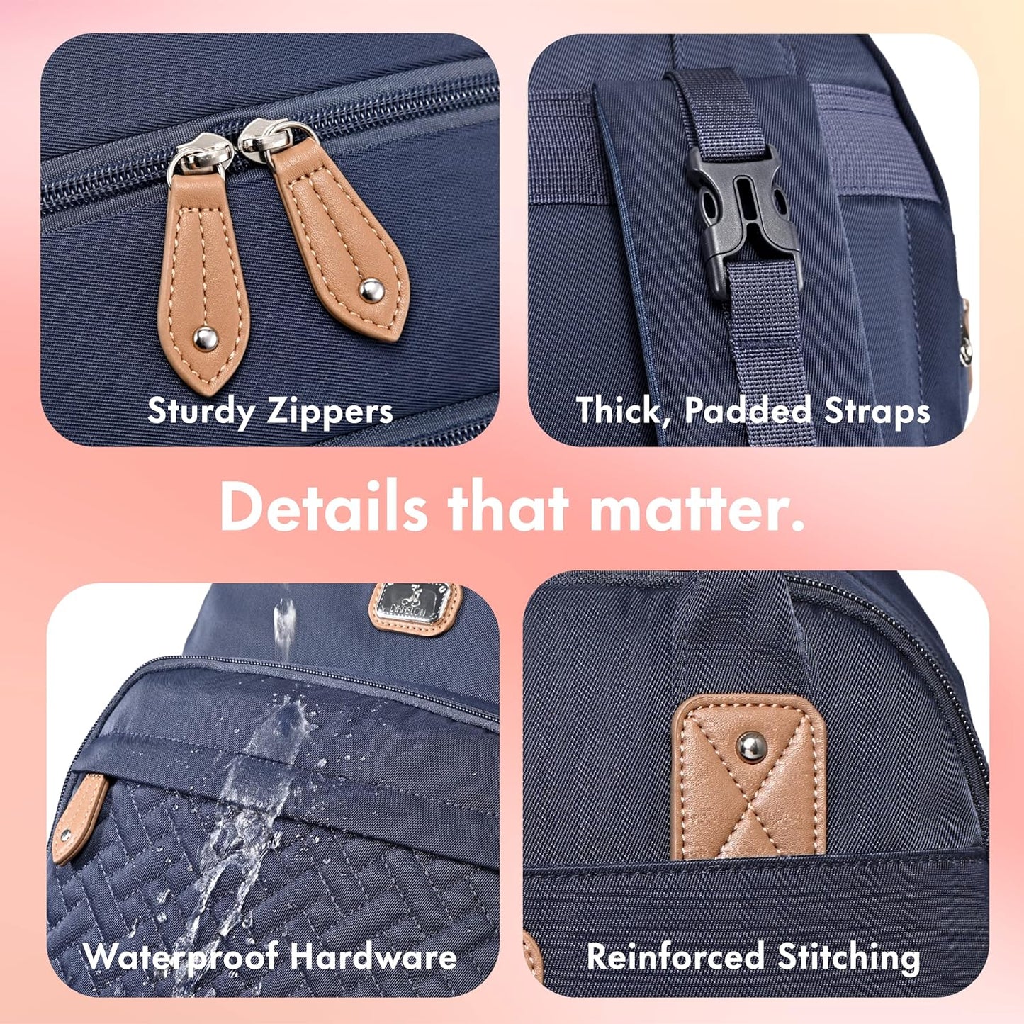 Dikaslon Diaper Bag Backpack with Portable Changing Pad, Pacifier Case and Stroller Straps, Large Unisex Baby Bags for Boys Girls, Multipurpose Travel Back Pack Moms Dads, Navy Blue