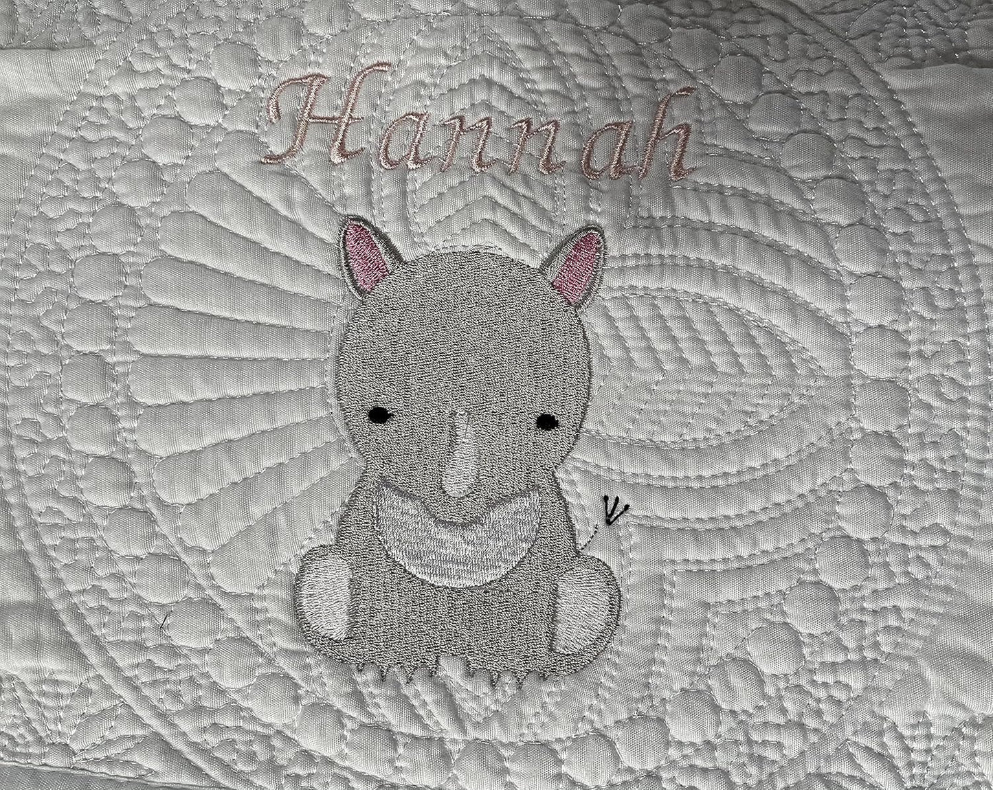 Personalized Baby Blanket Quilt | Monogrammed Blankets for Boys and Girls | Embroidered Baby Gifts | Rhino